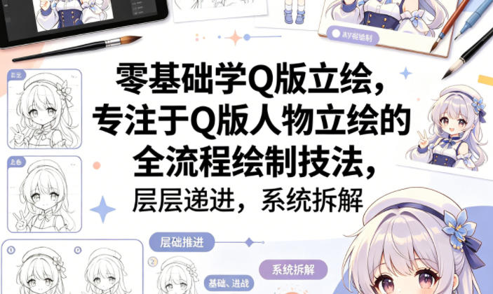 零基础学Q版立绘，专注于Q版人物立绘的全流程绘制技法，层层递进，系统拆解网赚项目-副业赚钱-互联网创业-资源整合行知网