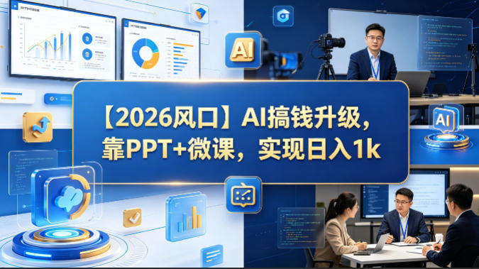 【2026风口】AI搞钱升级，靠PPT+微课，实现日入1k网赚项目-副业赚钱-互联网创业-资源整合行知网