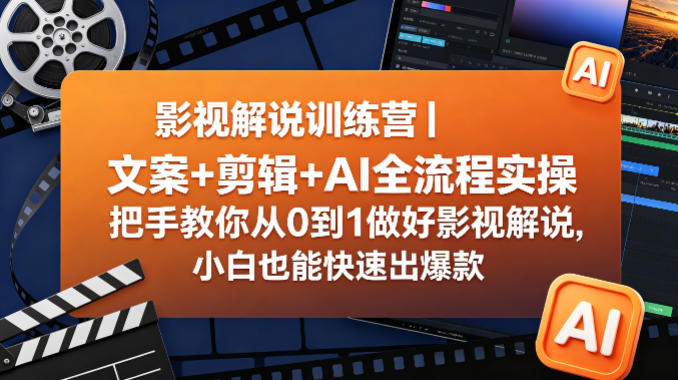 影视解说训练营｜文案+剪辑+AI全流程实操，把手教你从0到1做好影视解说，小白也能快速出爆款网赚项目-副业赚钱-互联网创业-资源整合行知网