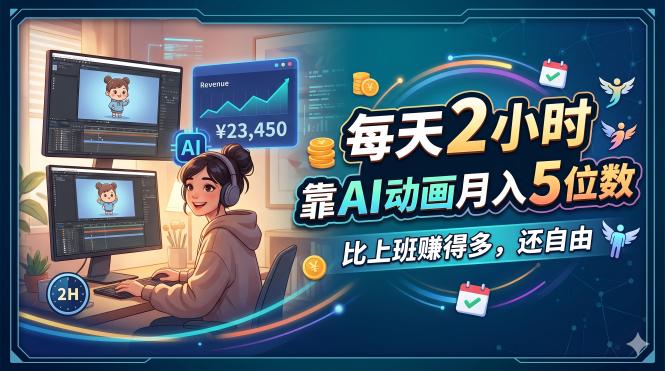 （18051期）每天 2 小时，靠 AI 动画月入 5 位数，比上班赚得多，还自由网赚项目-副业赚钱-互联网创业-资源整合行知网