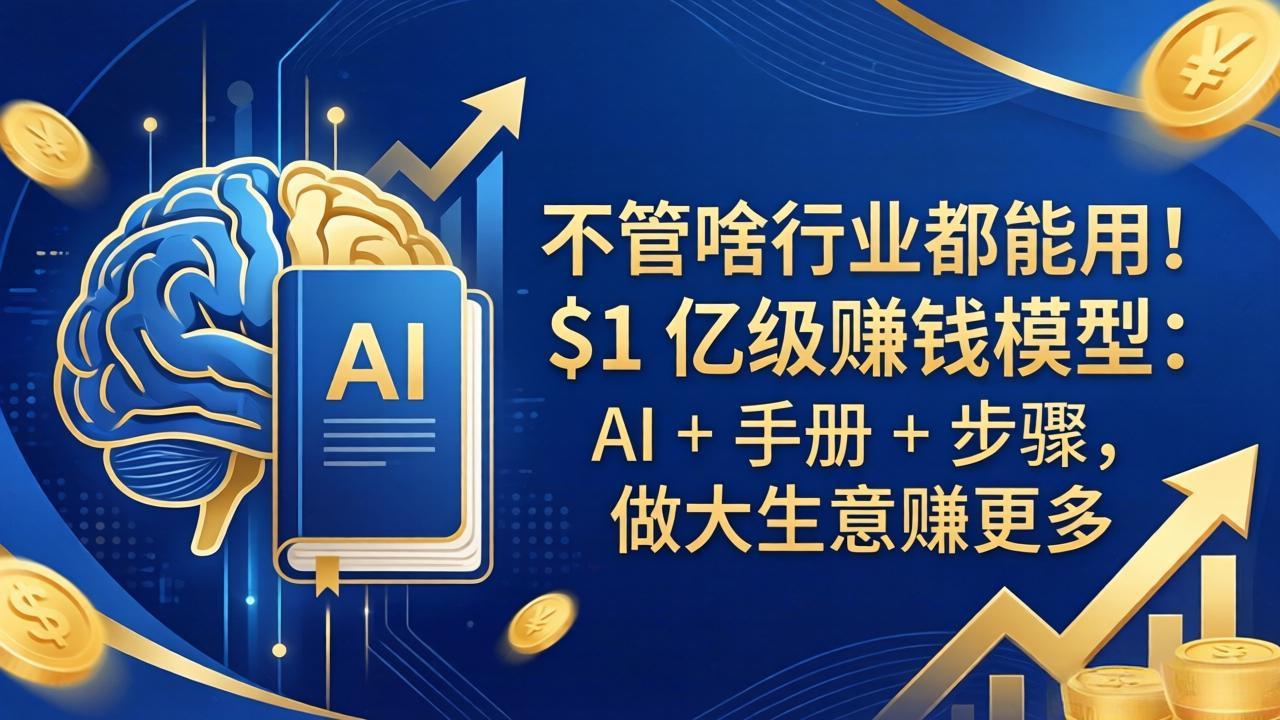 （18053期）不管啥行业都能用！$1 亿级赚钱模型：AI + 手册 + 步骤，做大生意赚更多网赚项目-副业赚钱-互联网创业-资源整合行知网