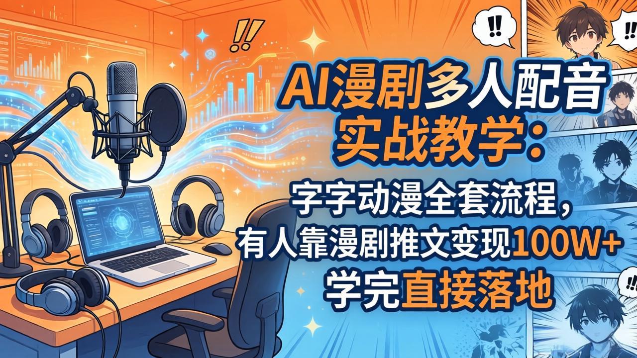 （18060期） AI漫剧多人配音实战教学：字字动漫全套流程，有人靠漫剧推文变现100W+，学完直接落地网赚项目-副业赚钱-互联网创业-资源整合行知网