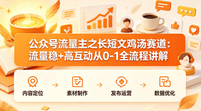 公众号流量主之长短文鸡汤赛道，流量稳+高互动，从0-1全流程讲解网赚项目-副业赚钱-互联网创业-资源整合行知网