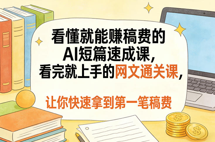 看懂就能賺稿费的AI短篇速成课，看完就上手的网文通关课，让你快速拿到第一笔稿费（更新4月）网赚项目-副业赚钱-互联网创业-资源整合行知网