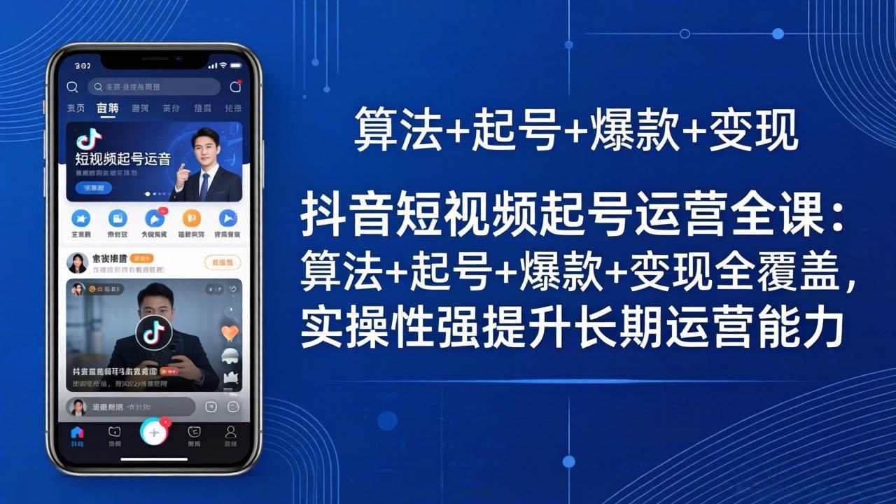 （18071期）抖音短视频起号运营全课：算法+起号+爆款+变现全覆盖，实操性强提升长期运营能力网赚项目-副业赚钱-互联网创业-资源整合行知网