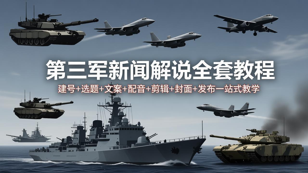 （18081期）第三军迷新闻解说全套教程：建号+选题+文案+配音+剪辑+封面+发布一站式教学网赚项目-副业赚钱-互联网创业-资源整合行知网