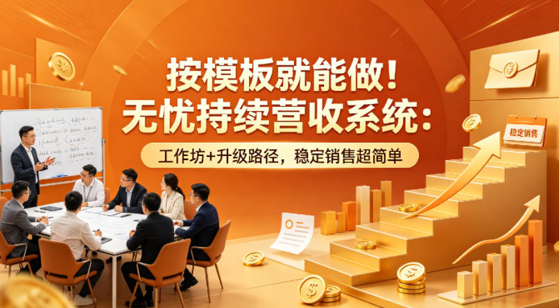 按模板就能做！无忧持续营收系统：工作坊+升级路径，稳定销售超简单【原创双语字幕】网赚项目-副业赚钱-互联网创业-资源整合行知网