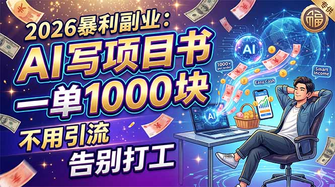 （18087期）2026暴利副业：AI 写项目书，一单 1000 块，不用引流，告别打工网赚项目-副业赚钱-互联网创业-资源整合行知网