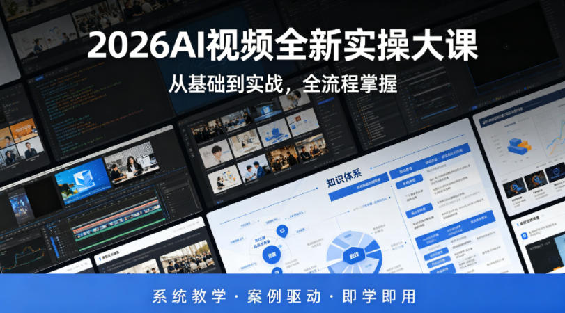 2026AI视频全新实操大课，从基础到实战，全流程掌握，系统教学·案例驱动·即学即用网赚项目-副业赚钱-互联网创业-资源整合行知网