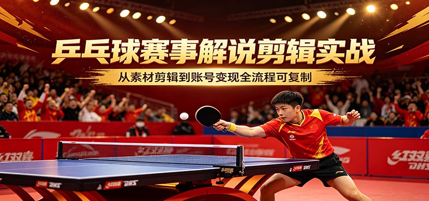 乒乓球赛事解说剪辑实战，从素材剪辑到账号变现全流程可复制网赚项目-副业赚钱-互联网创业-资源整合行知网