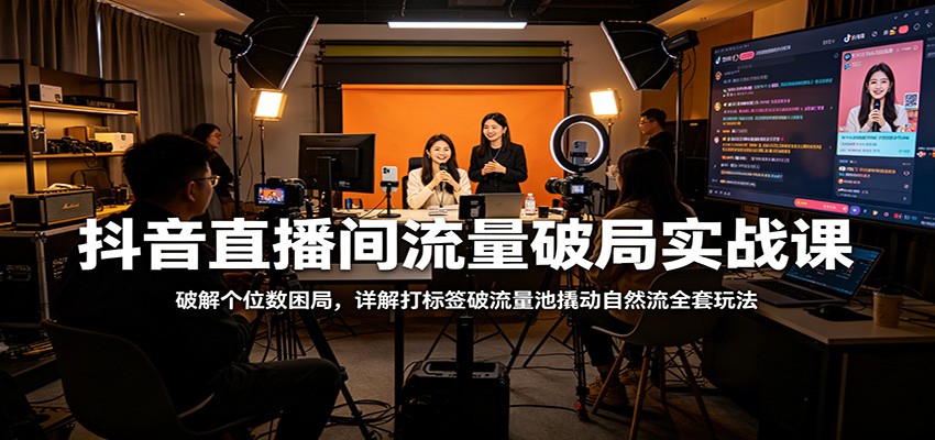 抖音直播间流量破局实战课：破解个位数困局，详解打标签破流量池撬动自然流全套玩法网赚项目-副业赚钱-互联网创业-资源整合行知网