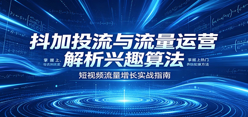 抖加投流与流量运营：解析兴趣算法，掌握上热门、养铁粉实操方法网赚项目-副业赚钱-互联网创业-资源整合行知网