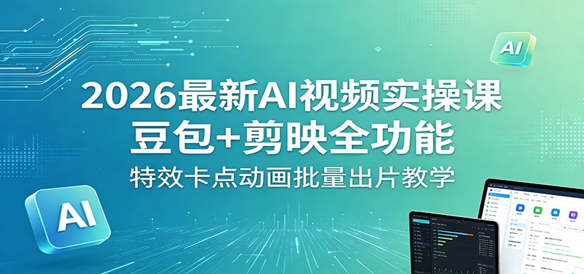 2026最新AI视频实操课：豆包+剪映全功能，特效卡点动画批量出片教学网赚项目-副业赚钱-互联网创业-资源整合行知网