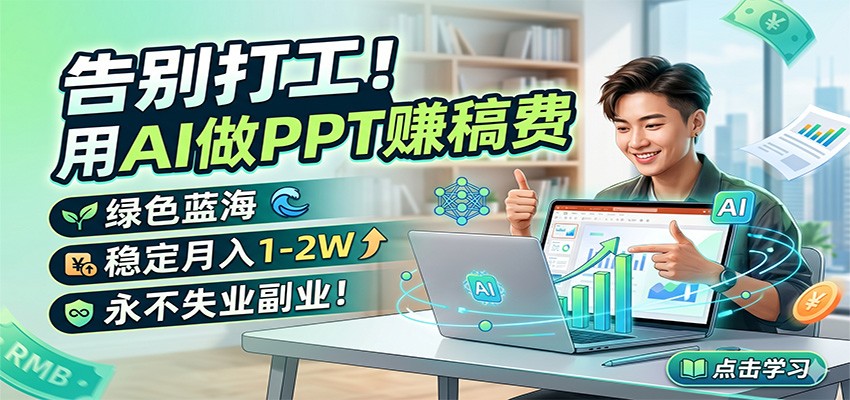 告别打工！用AI做PPT赚稿费，绿色蓝海，稳定月入1-2W，永不失业副业！网赚项目-副业赚钱-互联网创业-资源整合行知网