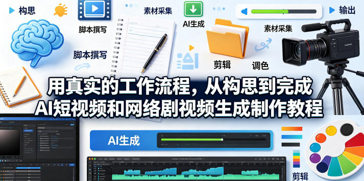 用真实的工作流程，从构思到完成AI短视频和网络剧视频生成制作教程-中英字幕网赚项目-副业赚钱-互联网创业-资源整合行知网