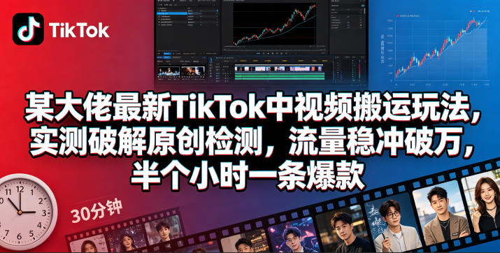 某大佬最新TikTok中视频搬运玩法，实测破解原创检测，流量稳冲破万，半个小时一条爆款网赚项目-副业赚钱-互联网创业-资源整合行知网