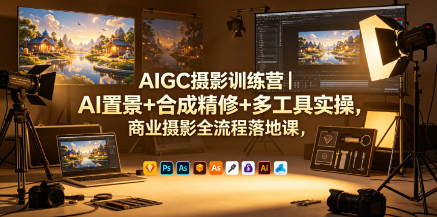 AIGC摄影训练营｜AI置景+合成精修+多工具实操，商业摄影全流程落地课网赚项目-副业赚钱-互联网创业-资源整合行知网