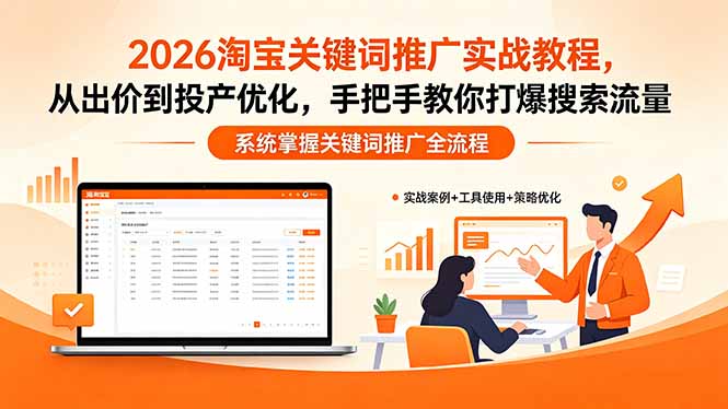 （18423期）2026淘宝关键词推广实战教程，，从出价到投产优化，手把手教你打爆搜索流量网赚项目-副业赚钱-互联网创业-资源整合行知网
