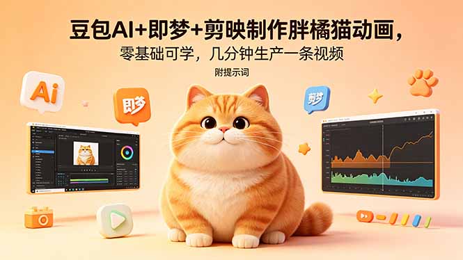 （18431期）豆包AI+即梦+剪映制作胖橘猫动画，零基础可学，几分钟生产一条视频，附提示词网赚项目-副业赚钱-互联网创业-资源整合行知网