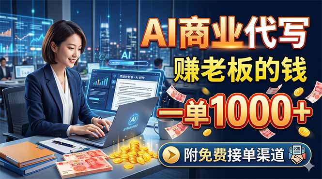 （18444期）AI商业代写，赚老板的钱，一单1000+，附免费接单渠道网赚项目-副业赚钱-互联网创业-资源整合行知网