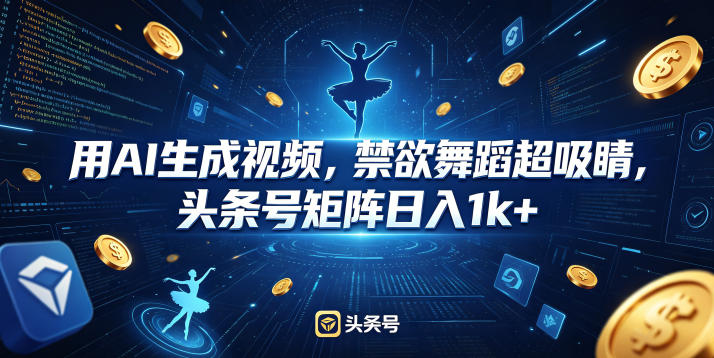 用AI生成视频，禁欲舞蹈超吸睛，头条号矩阵日入1k+网赚项目-副业赚钱-互联网创业-资源整合行知网