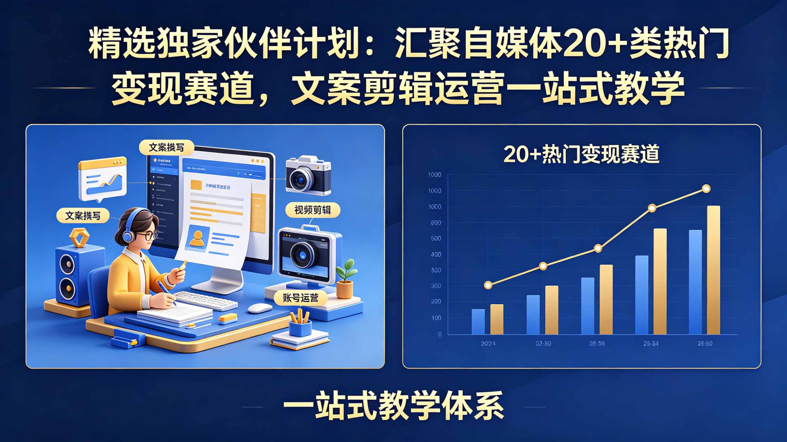 （18478期）精选独家伙伴计划：汇聚自媒体20+类热门变现赛道，文案剪辑运营一站式教学网赚项目-副业赚钱-互联网创业-资源整合行知网