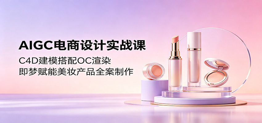 AIGC电商设计实战课：C4D建模搭配OC渲染，即梦赋能美妆产品全案制作网赚项目-副业赚钱-互联网创业-资源整合行知网
