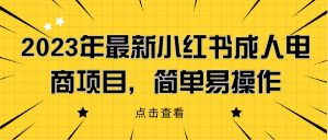 2023年最新小红书成人电商项目，简单易操作【详细教程】网赚项目-副业赚钱-互联网创业-资源整合行知网