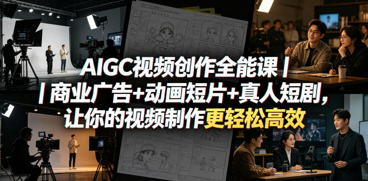 AIGC视频创作全能课|商业广告+动画短片+真人短剧,让你的视频制作更轻松高效网赚项目-副业赚钱-互联网创业-资源整合行知网