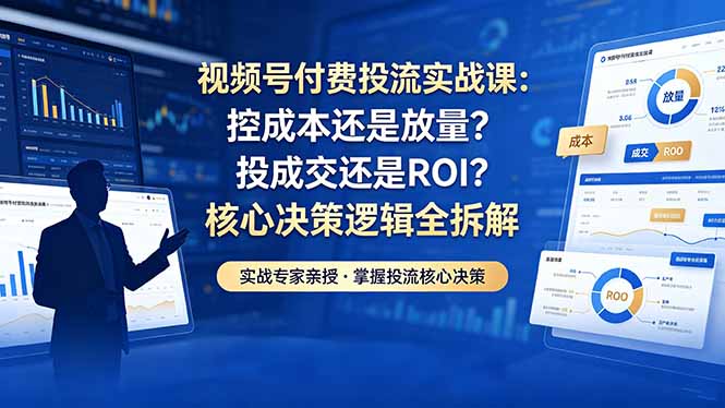 （18462期）视频号付费投流实战课-5月：控成本还是放量？投成交还是ROI？核心决策逻辑全拆解网赚项目-副业赚钱-互联网创业-资源整合行知网