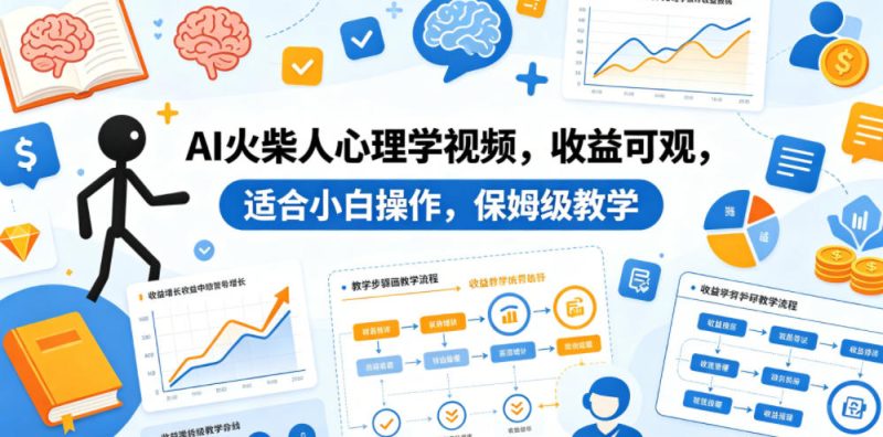 AI火柴人心理学视频，收益可观，适合小白操作，保姆级教学网赚项目-副业赚钱-互联网创业-资源整合行知网