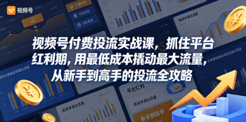 视频号付费投流实战课，抓住平台红利期，用最低成本撬动最大流量，从新手到高手的投流全攻略网赚项目-副业赚钱-互联网创业-资源整合行知网
