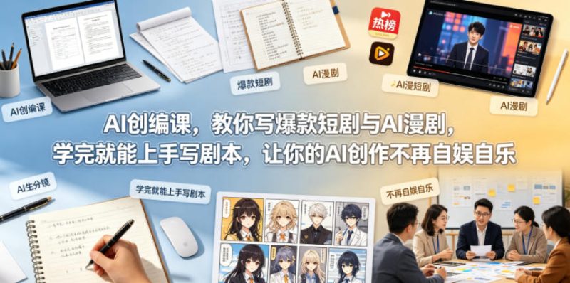 AI创编课，教你写爆款短剧与AI漫剧，学完就能上手写剧本，让你的AI创作不再自娱自乐网赚项目-副业赚钱-互联网创业-资源整合行知网