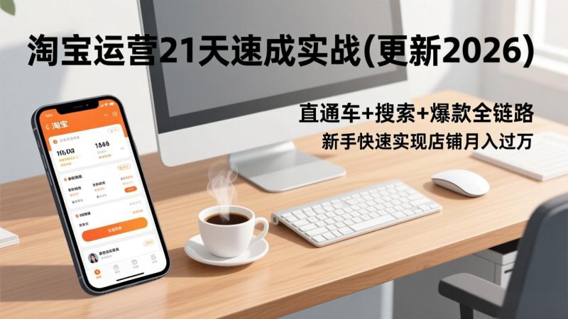 （17806期）淘宝运营21天速成实战(更新3月)，直通车+搜索+爆款全链路，新手快速实现店铺月入过万网赚项目-副业赚钱-互联网创业-资源整合行知网