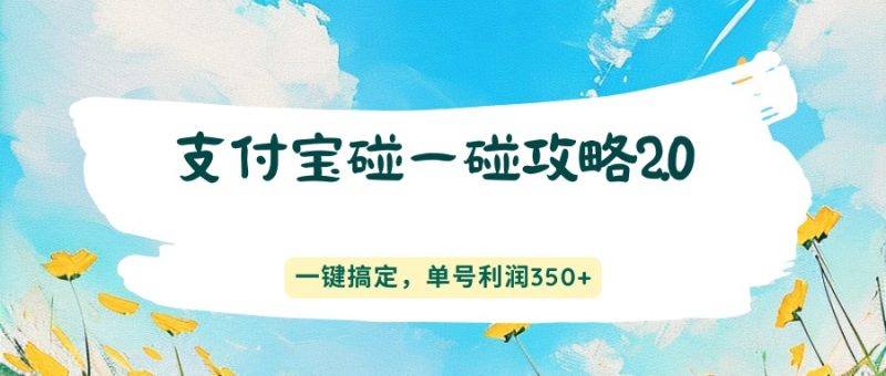 支付宝碰一碰攻略2.0，一键搞定，单号利润350+网赚项目-副业赚钱-互联网创业-资源整合行知网