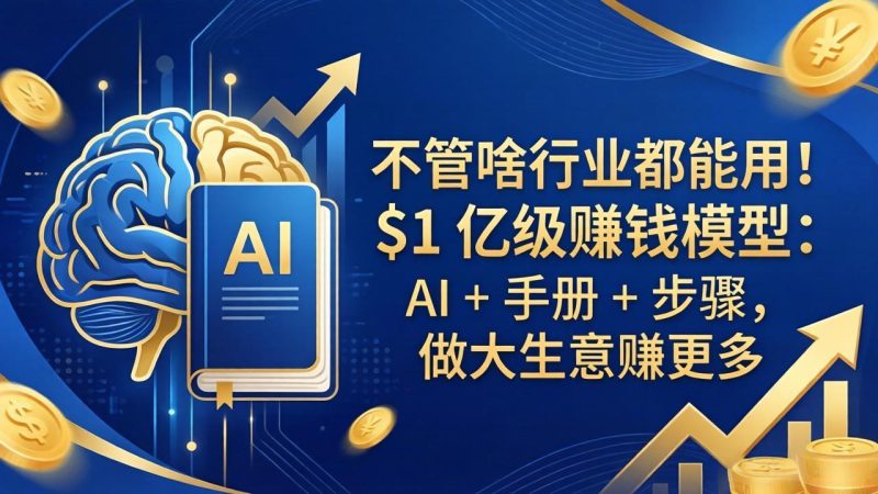 （18053期）不管啥行业都能用！$1 亿级赚钱模型：AI + 手册 + 步骤，做大生意赚更多网赚项目-副业赚钱-互联网创业-资源整合行知网