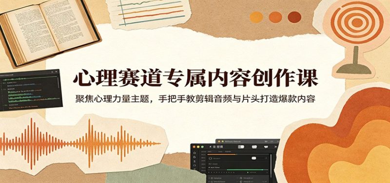 心理赛道专属内容创作课：聚焦心理力量主题，手把手教剪辑音频与片头打造爆款内容网赚项目-副业赚钱-互联网创业-资源整合行知网