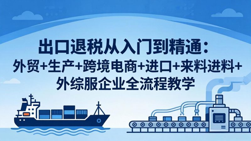 （18065期）出口退税从入门到精通：外贸+生产+跨境电商+进口+来料进料+外综服企业全流程教学网赚项目-副业赚钱-互联网创业-资源整合行知网