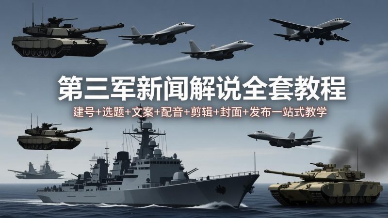 （18081期）第三军迷新闻解说全套教程：建号+选题+文案+配音+剪辑+封面+发布一站式教学网赚项目-副业赚钱-互联网创业-资源整合行知网