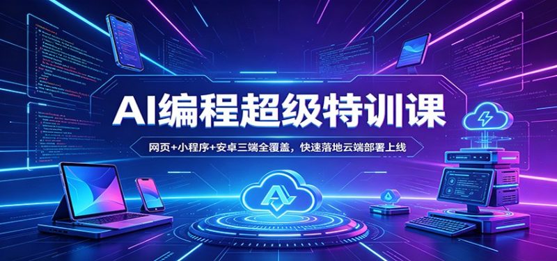 AI编程超级特训课：网页+小程序+安卓三端全覆盖，快速落地云端部署上线网赚项目-副业赚钱-互联网创业-资源整合行知网