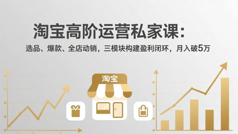 （18095期）淘宝高阶运营私家课（更新26年4月18）：选品、爆款、全店动销，三模块构建盈利闭环，月入破5万网赚项目-副业赚钱-互联网创业-资源整合行知网