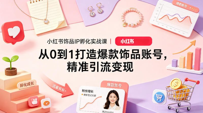 小红书饰品IP孵化实战课｜从0到1打造爆款饰品账号，精准引流变现网赚项目-副业赚钱-互联网创业-资源整合行知网