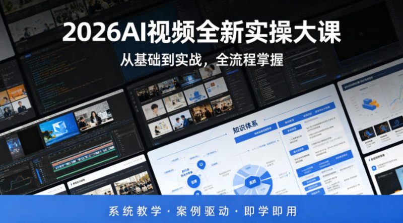 2026AI视频全新实操大课，从基础到实战，全流程掌握，系统教学·案例驱动·即学即用网赚项目-副业赚钱-互联网创业-资源整合行知网