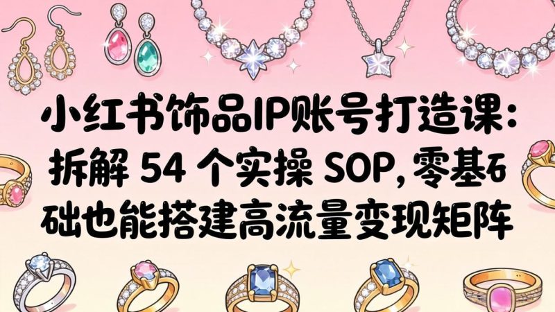 （18101期）小红书饰品IP账号打造课：拆解 54 个实操 SOP，零基础也能搭建高流量变现矩阵网赚项目-副业赚钱-互联网创业-资源整合行知网