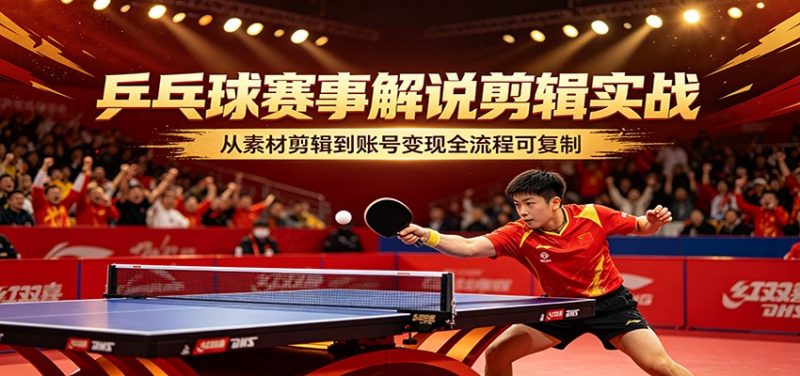 乒乓球赛事解说剪辑实战，从素材剪辑到账号变现全流程可复制网赚项目-副业赚钱-互联网创业-资源整合行知网