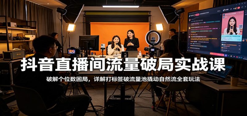 抖音直播间流量破局实战课：破解个位数困局，详解打标签破流量池撬动自然流全套玩法网赚项目-副业赚钱-互联网创业-资源整合行知网