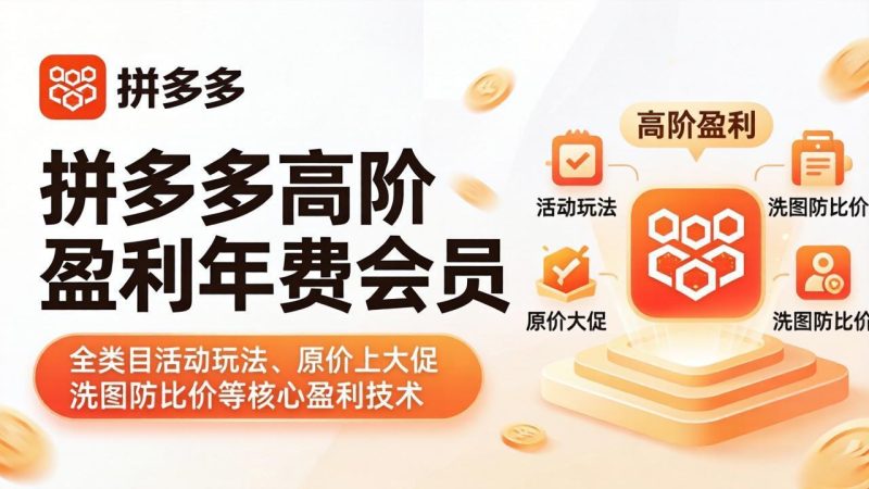 （18108期）拼多多高阶盈利年费会员(更新4月19)：全类目活动玩法、原价上大促、洗图防比价等核心盈利技术网赚项目-副业赚钱-互联网创业-资源整合行知网