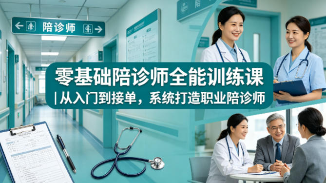 零基础陪诊师全能训练课｜从入门到接单，系统打造职业陪诊师网赚项目-副业赚钱-互联网创业-资源整合行知网