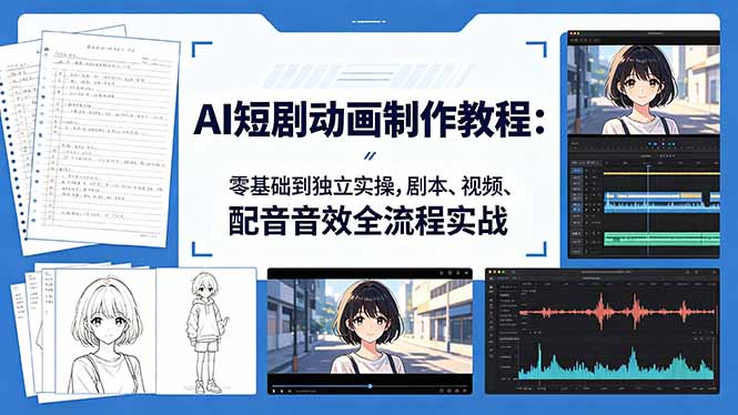（18351期）AI短剧动画制作教程：零基础到独立实操，剧本、视频、配音音效全流程实战网赚项目-副业赚钱-互联网创业-资源整合行知网