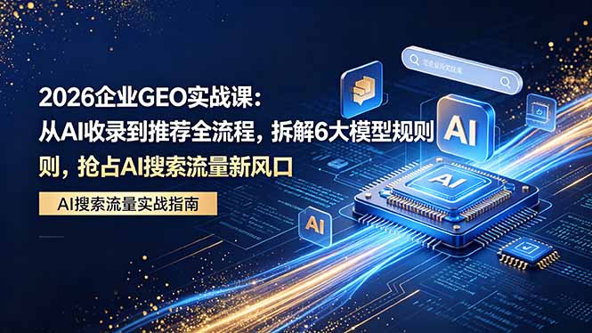 （18368期）2026 企业GEO实战课：从AI收录到推荐全流程，拆解6大模型规则，抢占 AI 搜索流量新风口网赚项目-副业赚钱-互联网创业-资源整合行知网